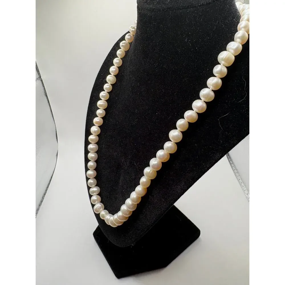 Genuine Cultured Freshwater Pearl Necklace & Earring Sterling Silver Clasp NWT
